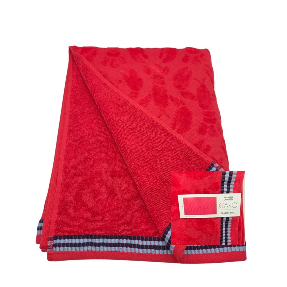 Caro Home Lobster Dance Red Beach Towel Absorbent Quick Dry 36x68 Pool Spa